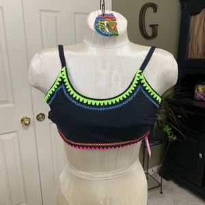 NWT Exhilaration Black/Bright Swim Top Size D/DD